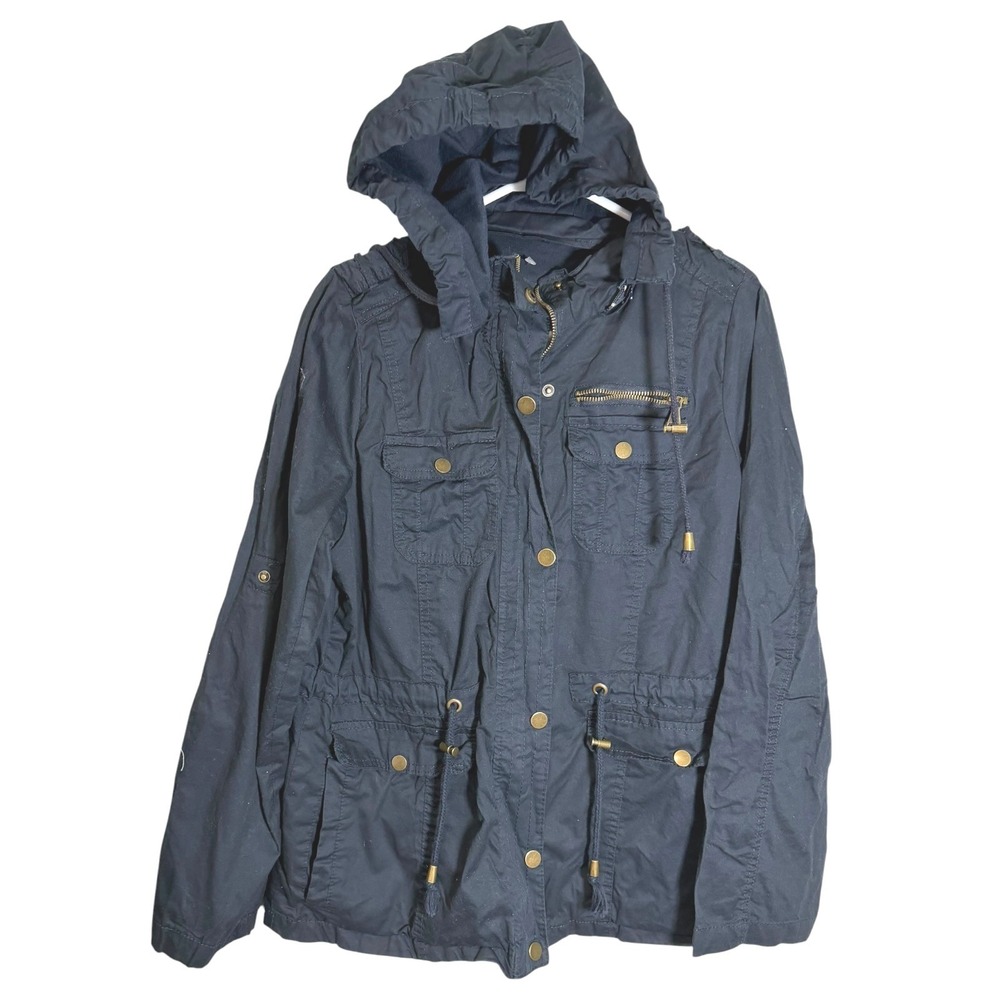 Snobbish Collection L Navy Utility Jacket Hooded Cargo Field Gorpcore Military